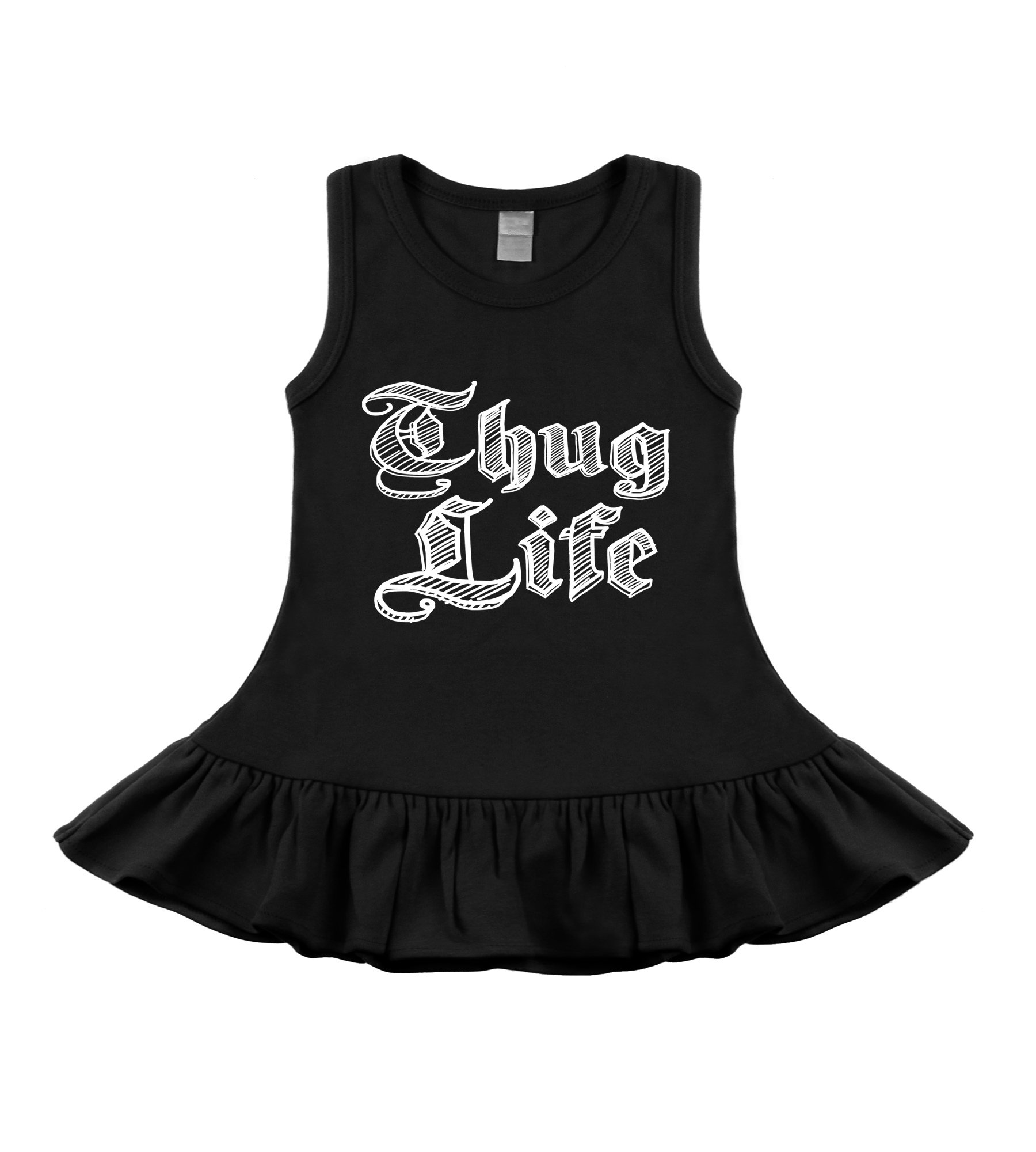 Thug Life Black Sleeveless Baby Dress for Cool Outfits