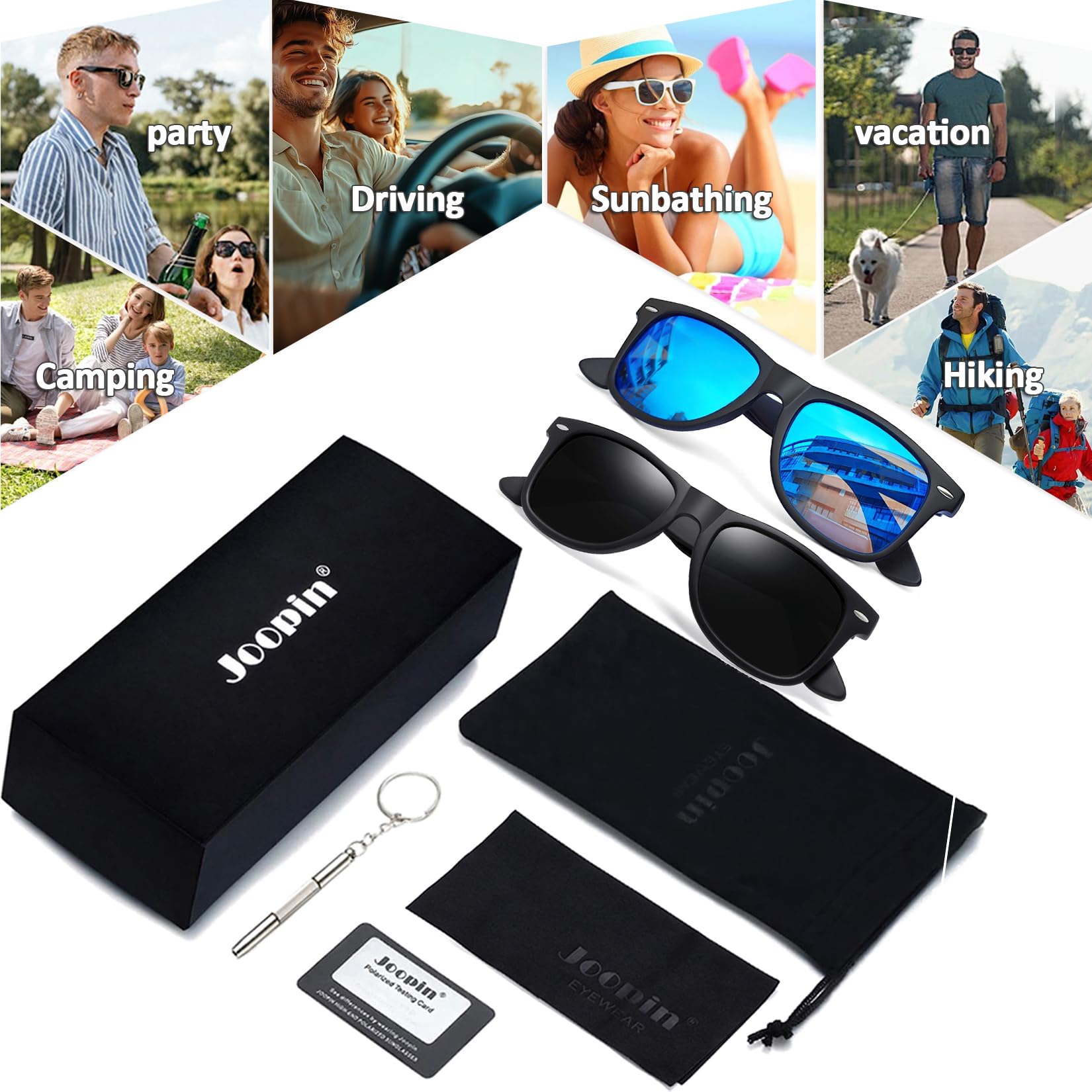 Joopin Square Polarized Sunglasses for Men & Women - 100% UV Protection, Trendy Designer Shades for Outdoor, Driving, Beach & Fashion