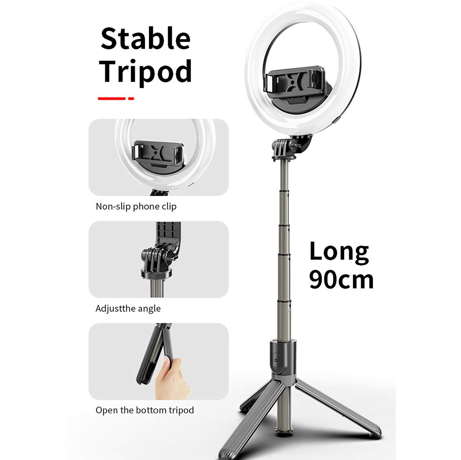 6-in LED Selfie Ring Light with Tripod & Phone Holder - Dimmable Beauty Ring Light for Live Streaming, Makeup, YouTube Videos - Compatible with iPhone & Android - Perfect for TikTok, Instagram, Vlogging & Home Studio Lighting