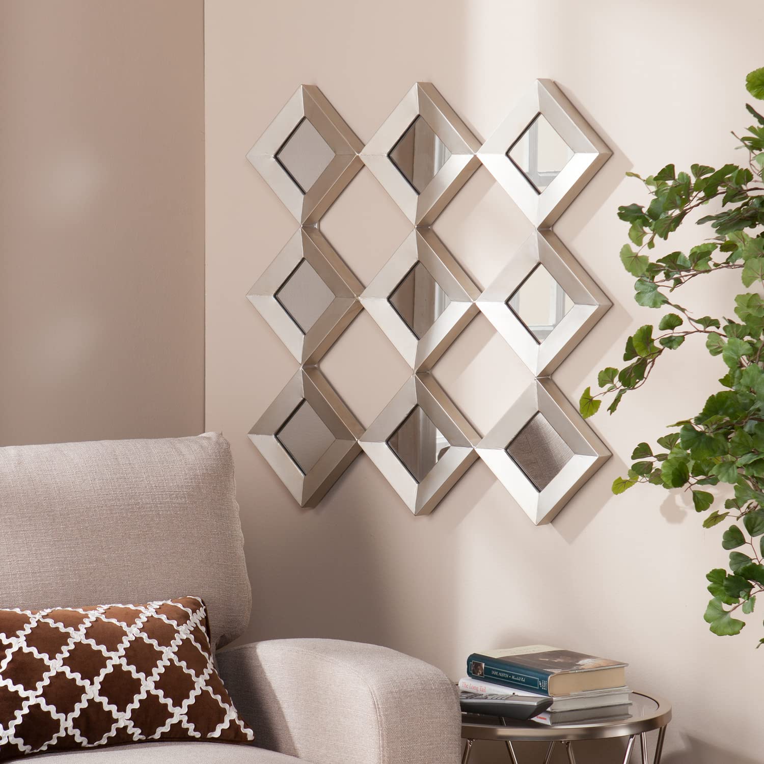 SEI Furniture Masada Mirrored Squares Wall Sculpture - Modern Geometric Mirror Wall Art for Living Room, Bedroom, Entryway Decor