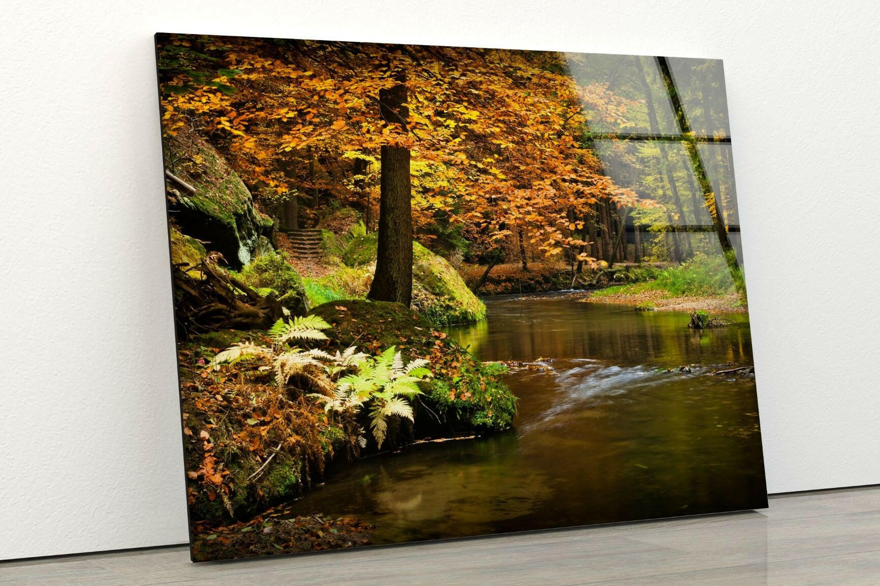 Autumn Forest River Landscape Wall Art - Nature Inspired Canvas Print for Home & Office Decor | Perfect for Living Room, Bedroom & Office Spaces
