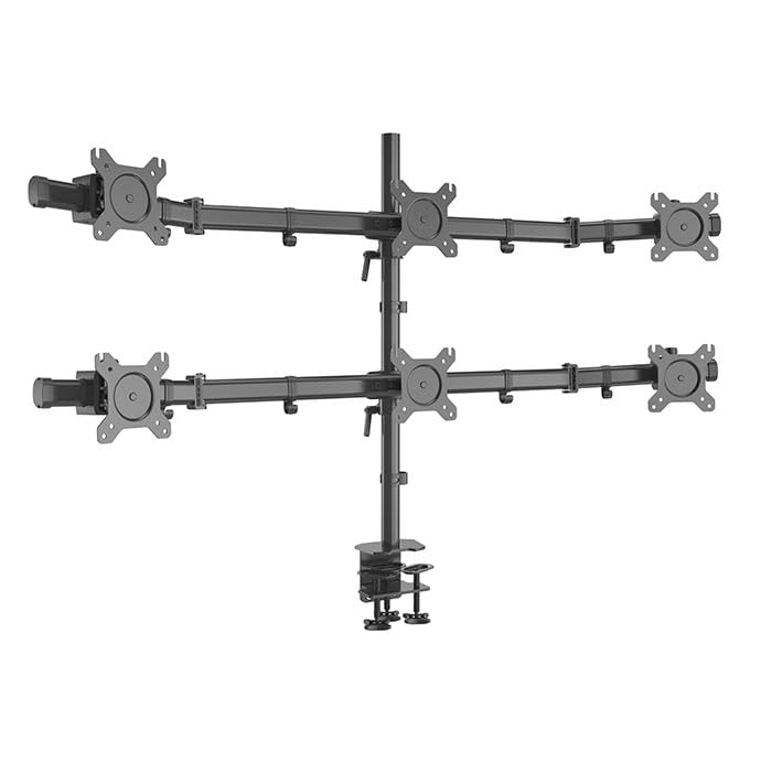 SKYTECH Premium 6 Monitor Mount Stand - Heavy Duty Adjustable Multi-Screen Arm with Clamp Base for 13