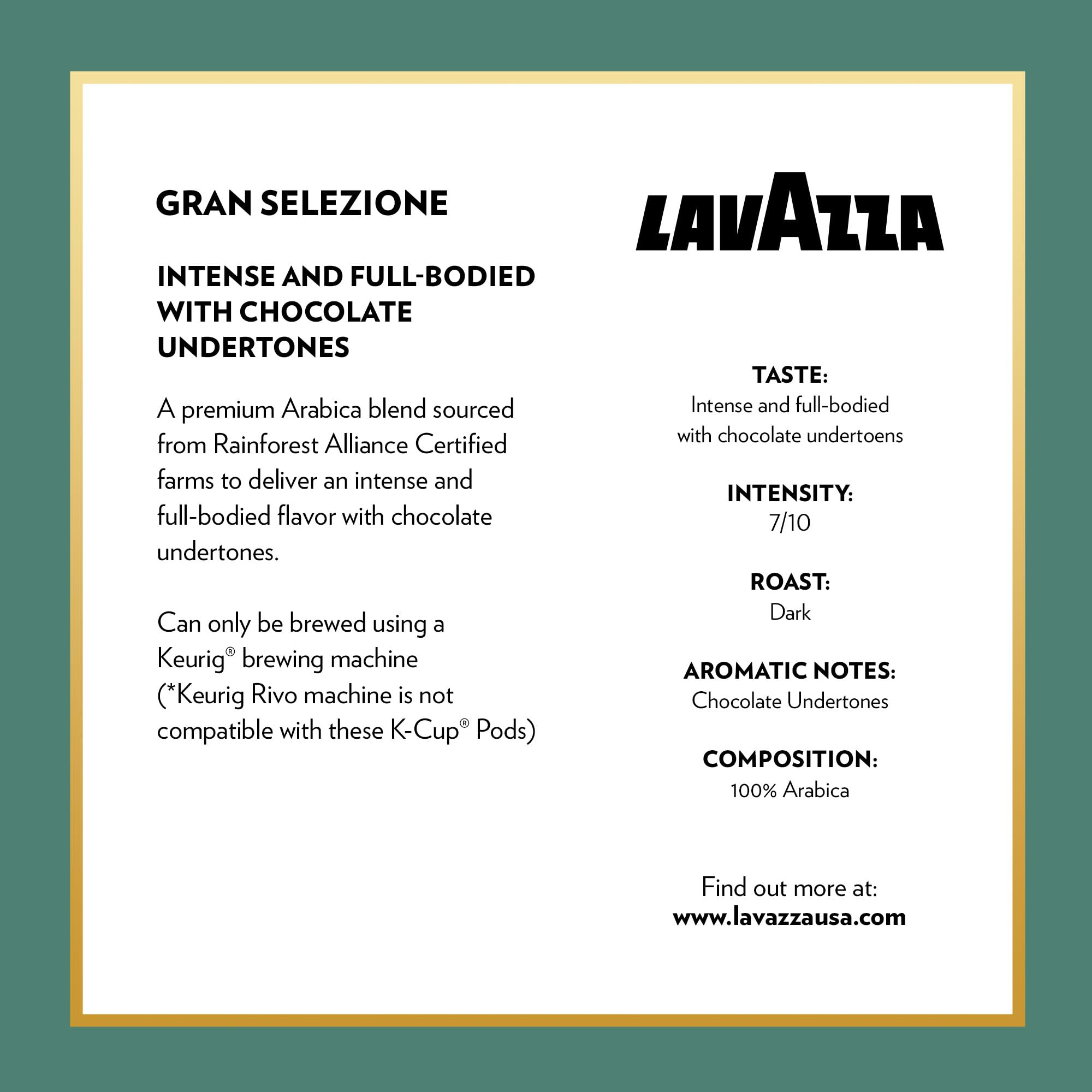 Lavazza Gran Selezione Single-Serve Coffee K-Cups for Keurig Brewer - 160 Count, 100% Arabica, Rainforest Alliance Certified, Authentic Italian Coffee Pods - Perfect for Home, Office & Gifts