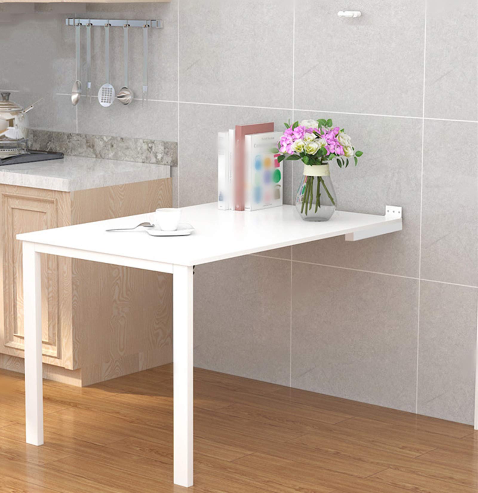 Wall Mounted Computer Desk - Space Saving Folding Drop-Leaf Table for Home Office, Bedroom & Study | Wooden Hanging Desk with Multi-Size Options (White 75x45cm/30x18in) | Perfect for Small Spaces, Dining, Writing & Remote Work