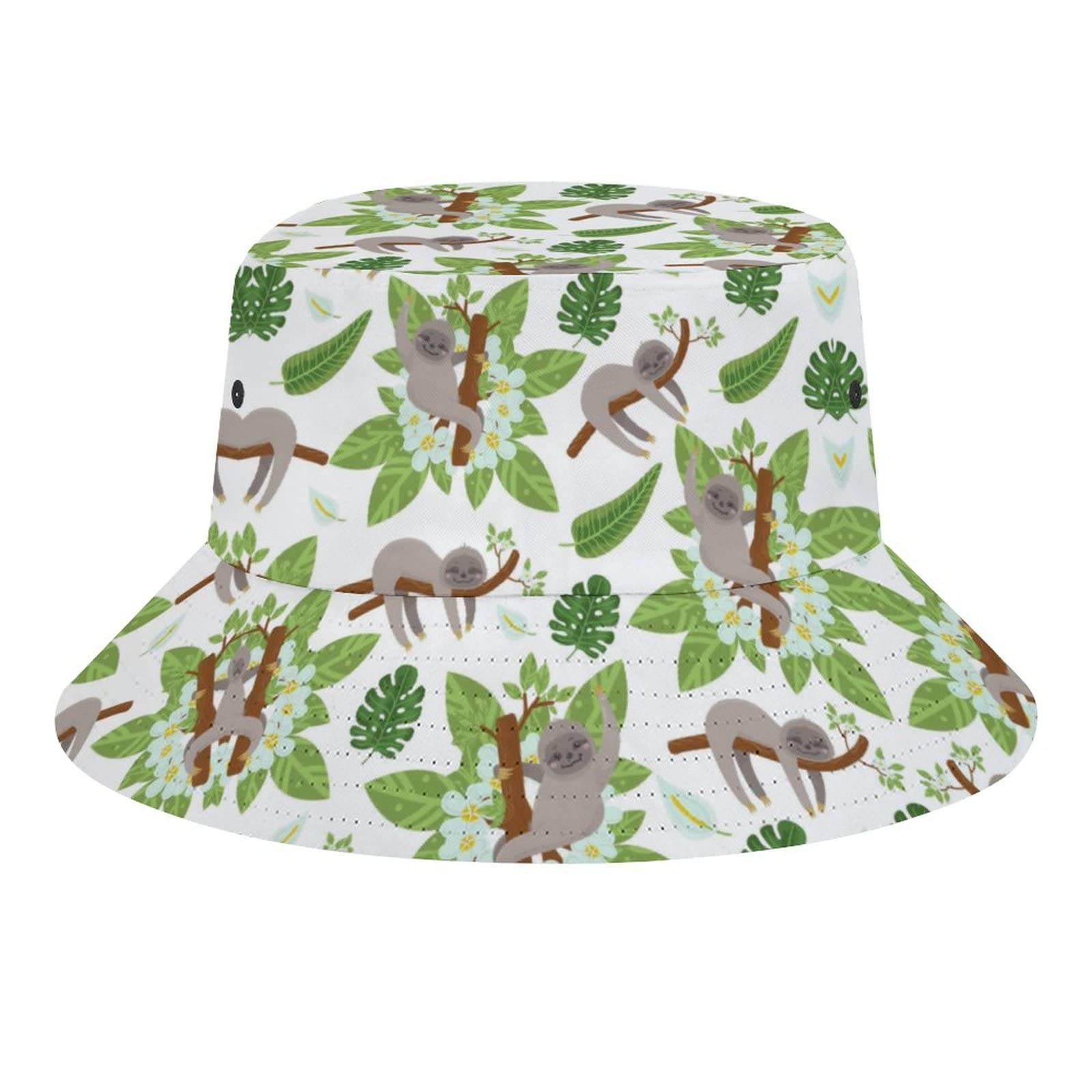 Sloth Print Bucket Hat for Women & Men - Lightweight Packable Summer Sun Hat for Beach, Fishing, Travel & Outdoor Activities - Unisex Adjustable Fisherman Cap