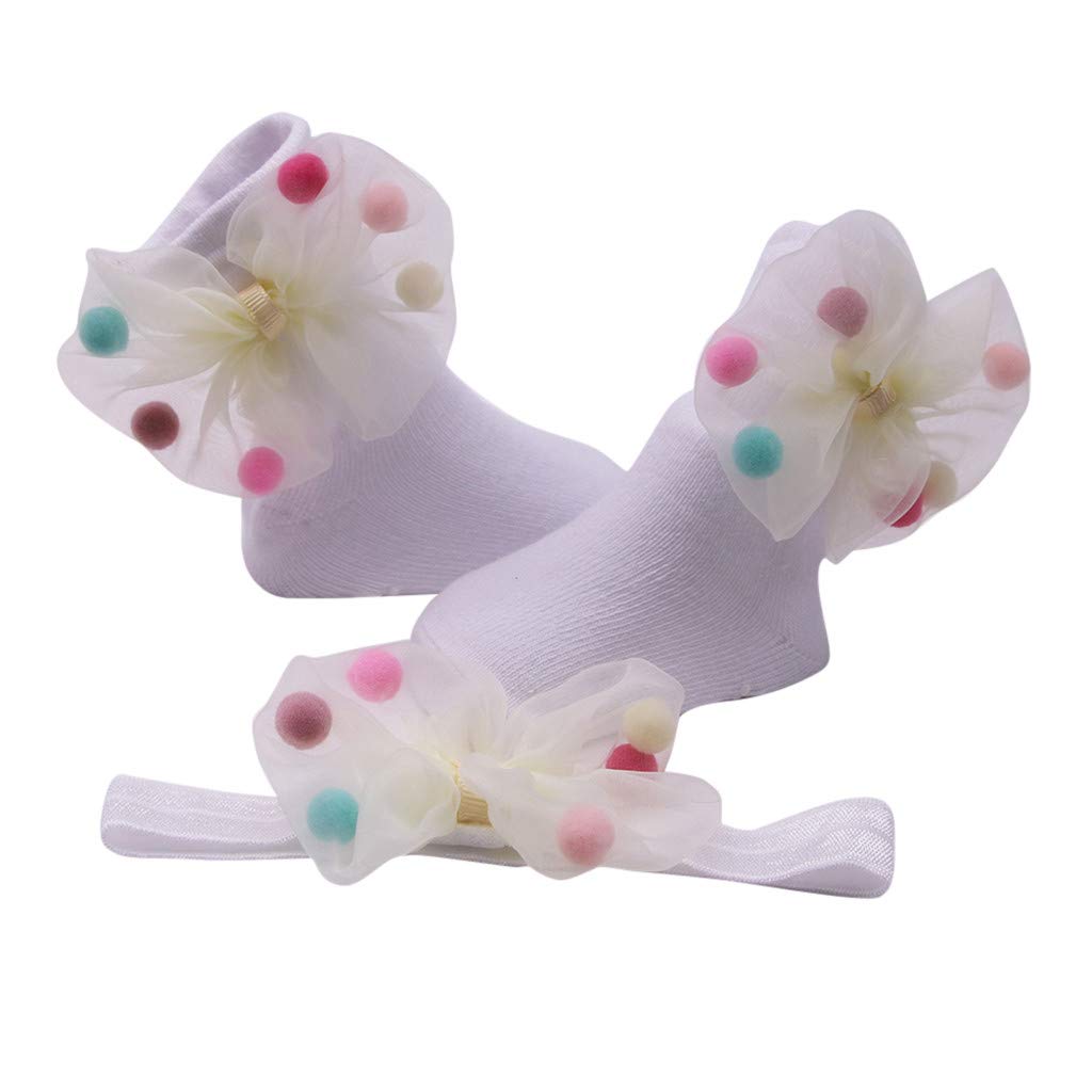 Arystk Anti-Slip Baby Socks for Toddler Girls with Hair Bow Belt - Soft Cotton Infant Socks for Playtime, School & Special Occasions