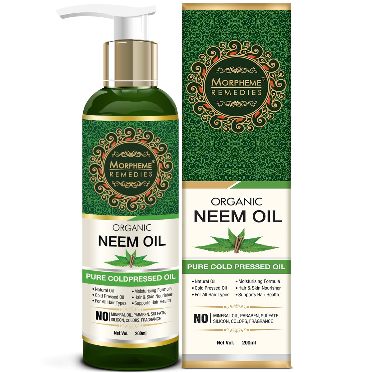 Pure Organic Neem Oil Cold-Pressed for Hair & Skin Care - 200ml | Natural Scalp Treatment & Skin Moisturizer | Perfect for Dry Scalp, Dandruff, Acne & Eczema Relief