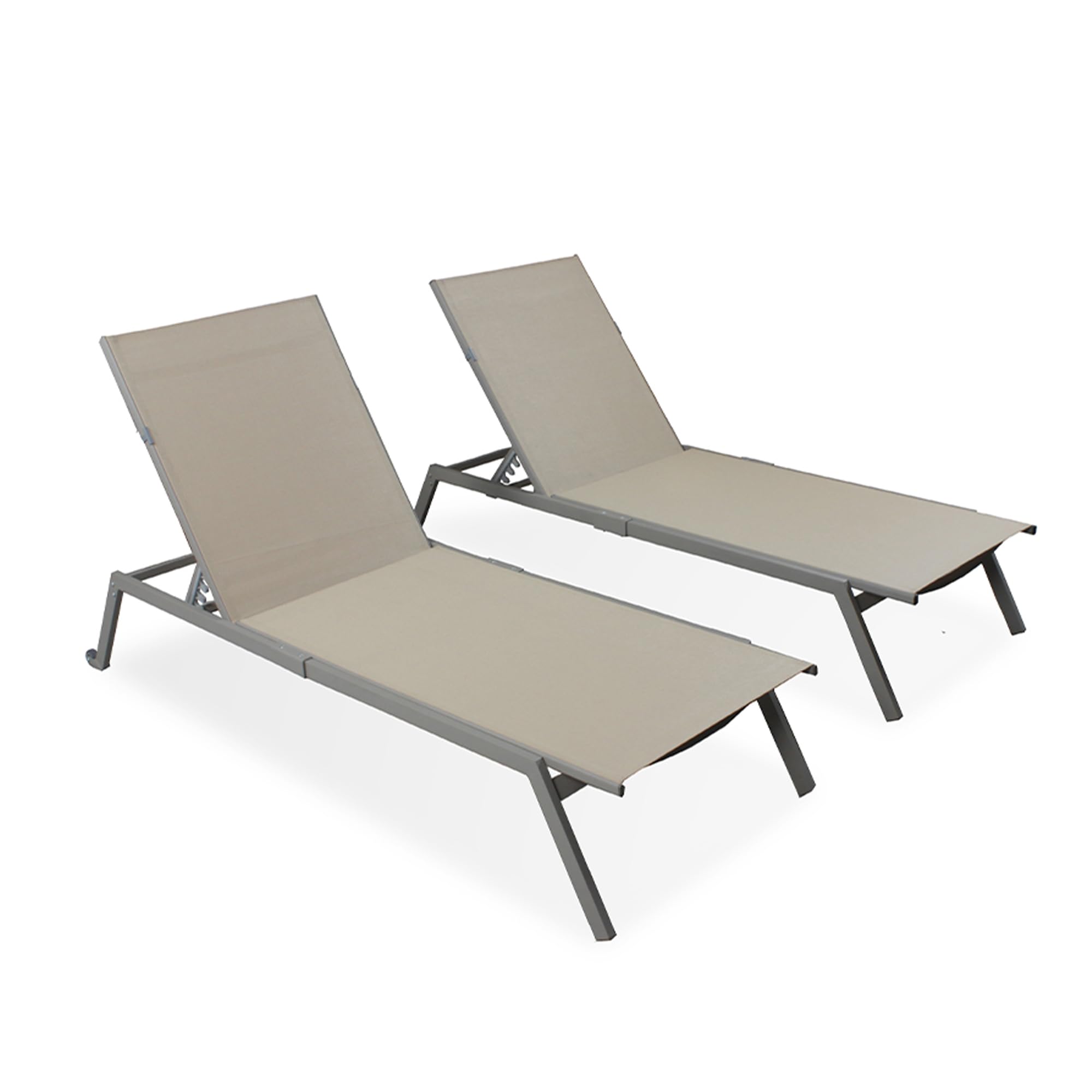 Premium Heavy Duty European Style Outdoor Chaise Lounge Chairs with Wheels - 6 Pack Tan Patio Furniture for Poolside, Garden, Deck & Backyard Relaxation | Durable Weather-Resistant Design for Sunbathing & Lounging