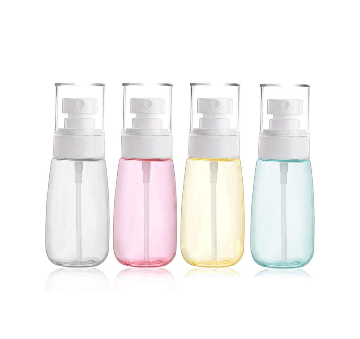Refillable Cosmetic Spray Bottles 2oz (60ml) - Fine Mist Plastic Empty Clear Travel Container for Rose Water, Essential Oils & Facial Essences | Perfect for Skincare, Haircare & Travel Beauty Routine
