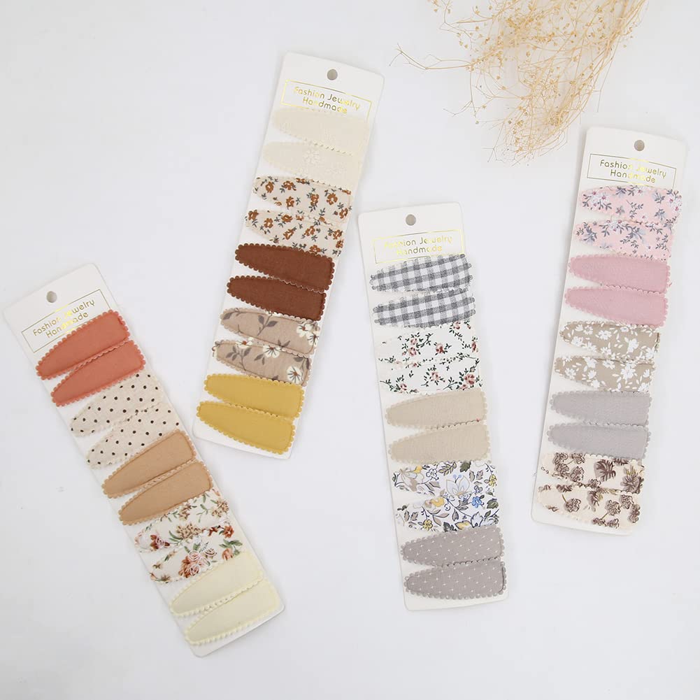 40pcs Baby Hair Clips with Floral Fabric Design - Snap Barrettes for Girls, Infants & Toddlers - Soft Hair Accessories for Everyday Use, Parties & Special Occasions
