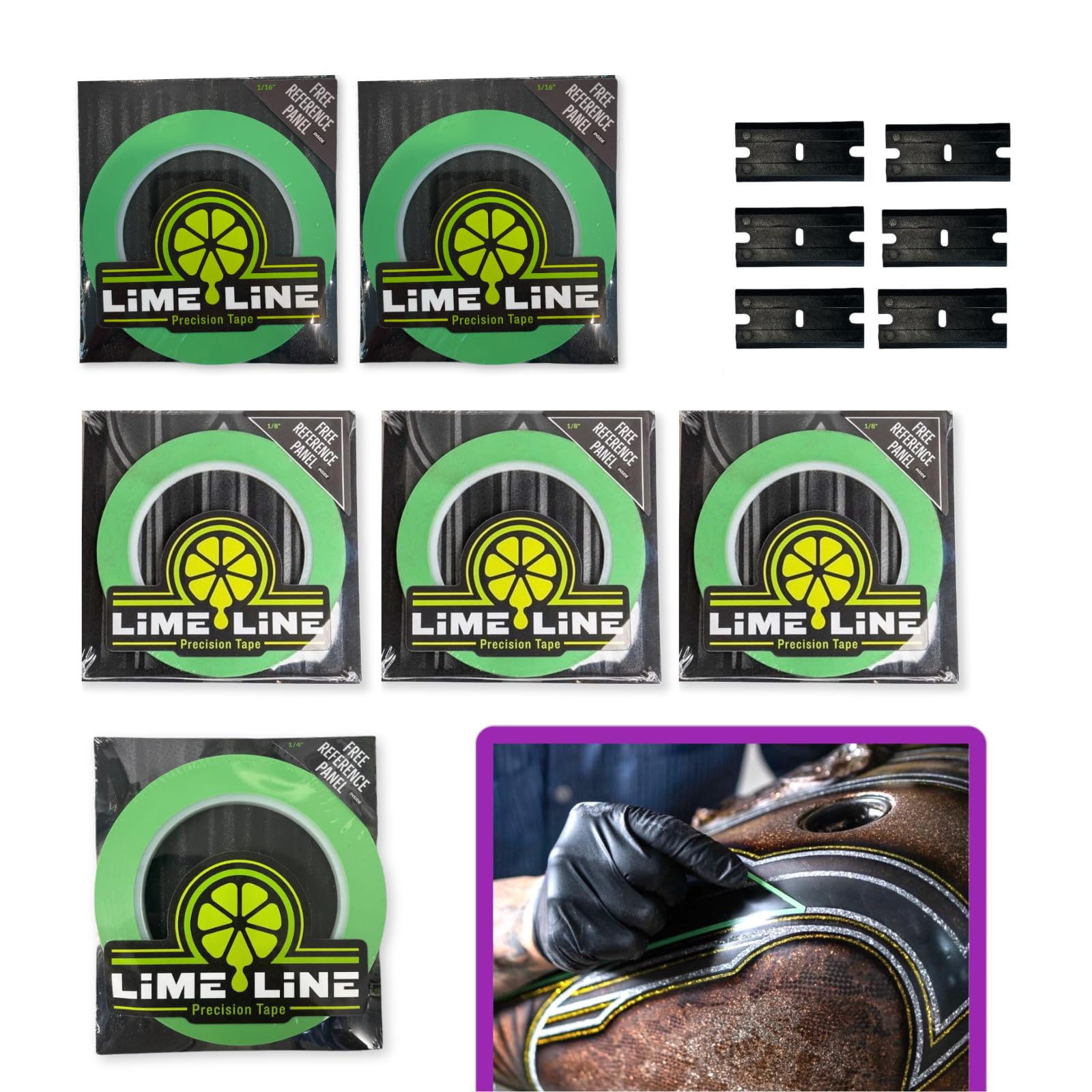 LiME LiNE Ultimate Fineline Striping Tape Kit - 3 Rolls 1/8