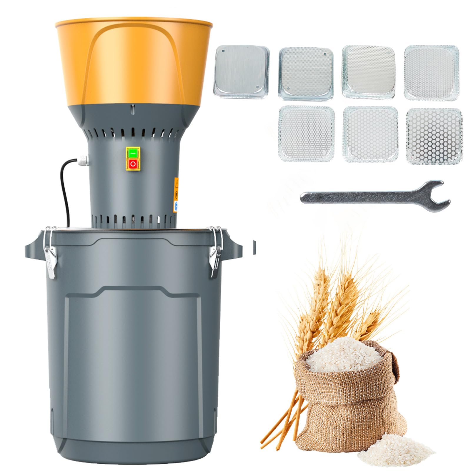 DETODDA 25L Electric Grain Mill Corn Grinder - Agricultural Grain Grinding Machine for Corn, Wheat, Feed & Flour - 5 Sizes Grinder Sieves + 1 Key - Perfect for Home Use, Farm Grain Processing & Animal Feed Preparation