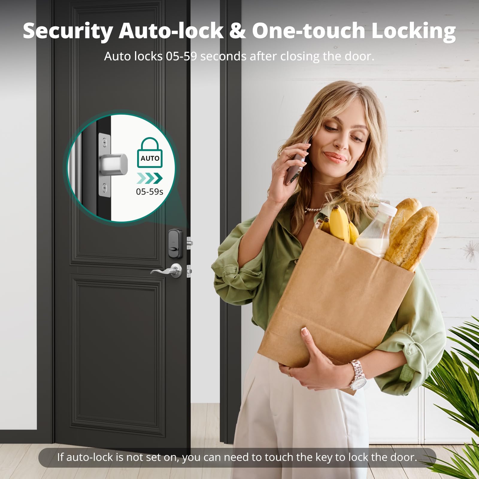 Smart Keyless Entry Door Lock with Fingerprint & Keypad - 2 Lever Handles, Electronic Deadbolt, Auto-Lock Feature, Easy Installation for Home Security | Front Door Smart Lock for Houses, Apartments & Offices