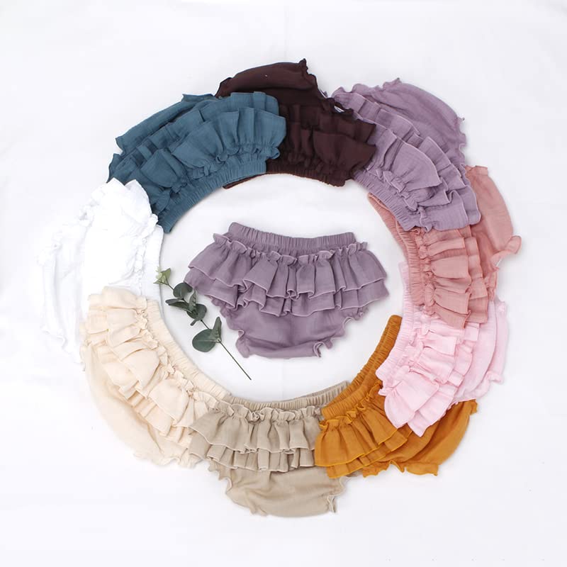 Newborn Baby Girl Cotton Bloomers & Bows Set - Soft Ruffle Shorts, Diaper Covers & Headband - Perfect for Photoshoots, Birthday Outfits & Special Occasions