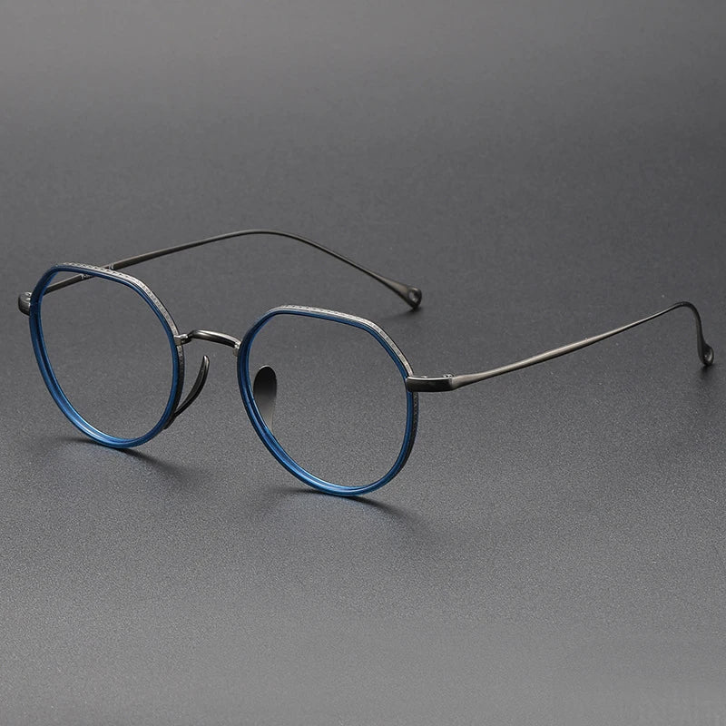 Black Titanium Round Flat Top Eyeglasses for Women - K7310 | Lightweight & Durable Frame for Everyday Wear, Office, and Reading