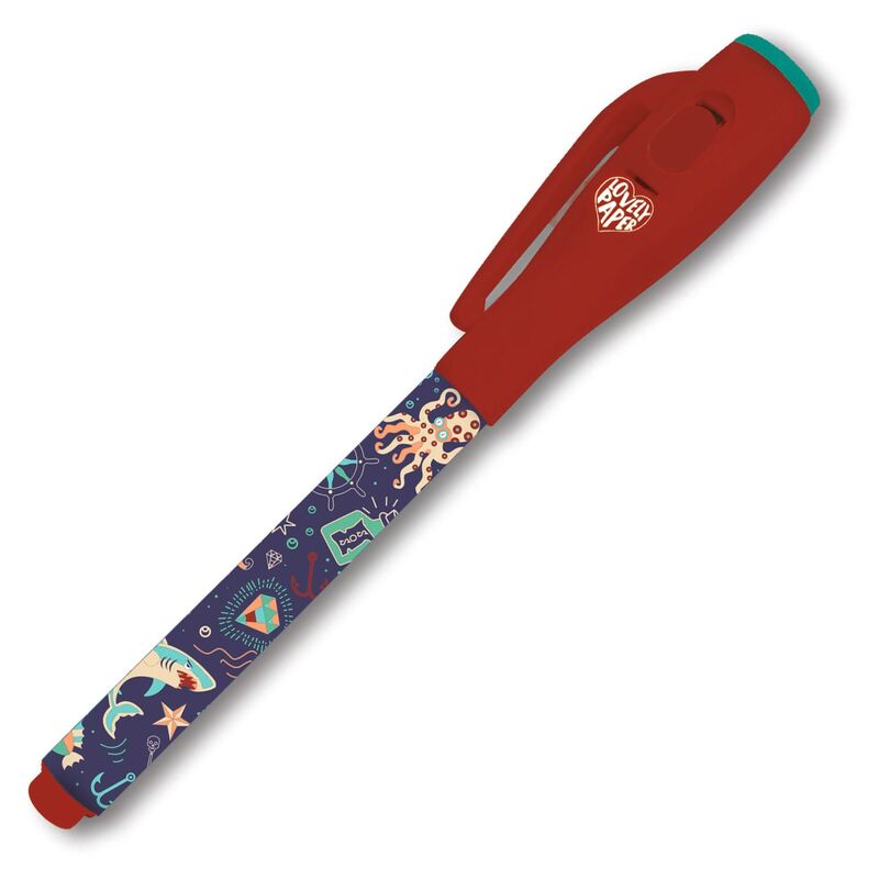 Djeco Magic Message Pen - Deep Sea Themed Invisible Ink Pen for Kids, Secret Writing & Drawing, Fun Educational Toy - Perfect for Birthday Gifts, Party Favors & Creative Play