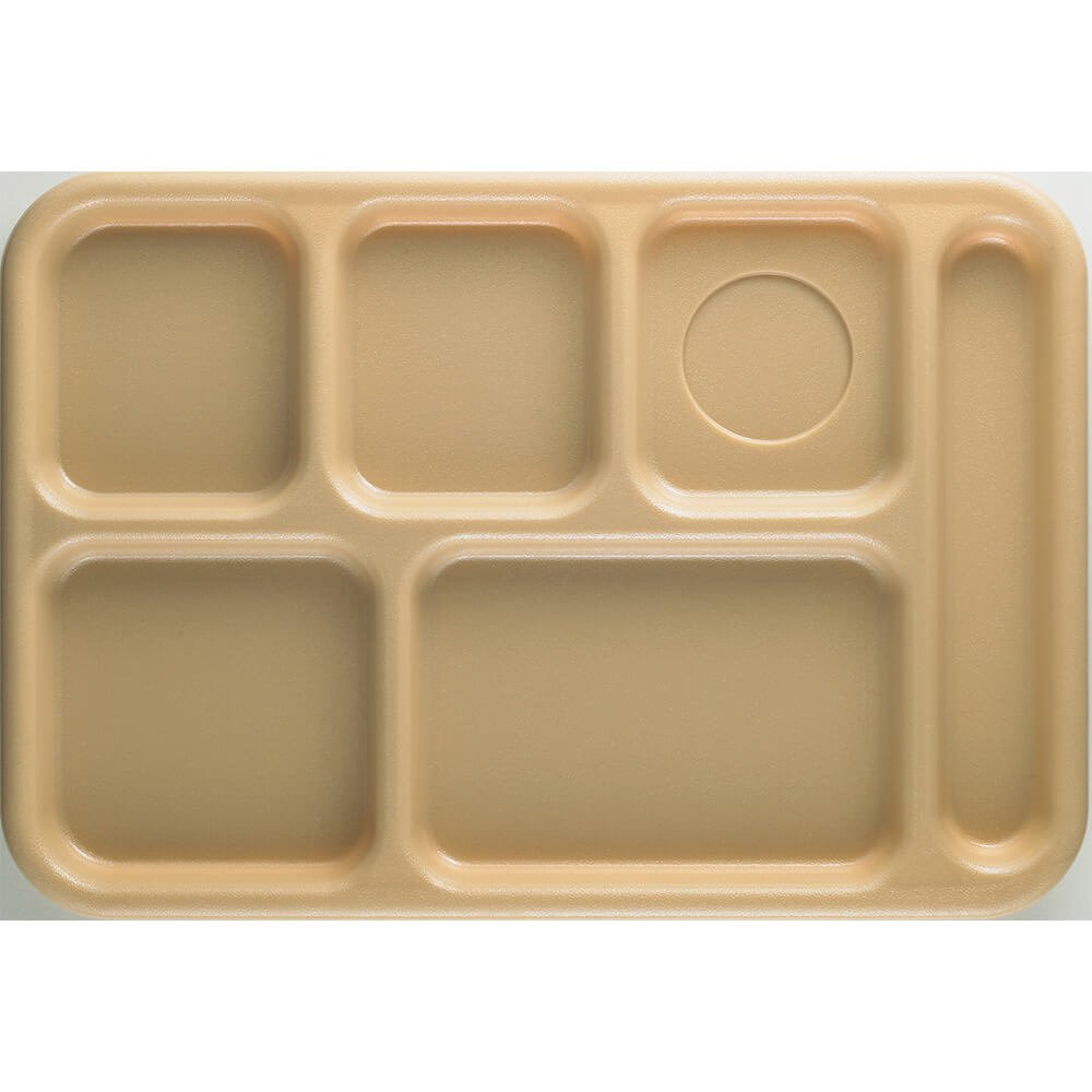 Cambro Tan Budget 6-Compartment School Lunch Tray - Durable Food Serving Tray for Cafeterias, Daycares & School Meals Organization