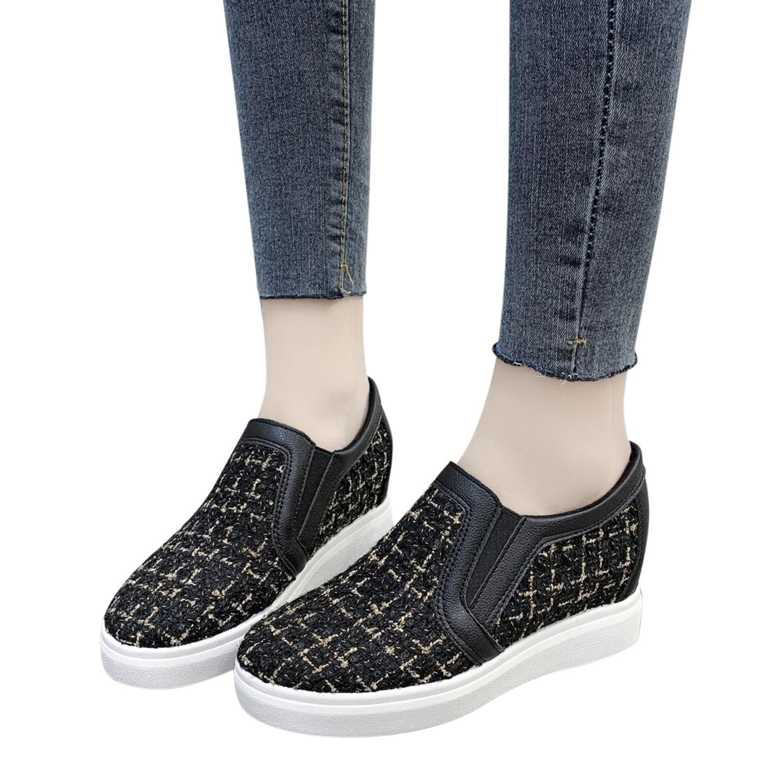 Women's Comfortable Wide Width Dressy Flats with Sequins & Flowers - Loafers, Casual Sneakers & Slip-On Work Shoes with Memory Foam & Thick Sole for Walking, Office & Daily Wear