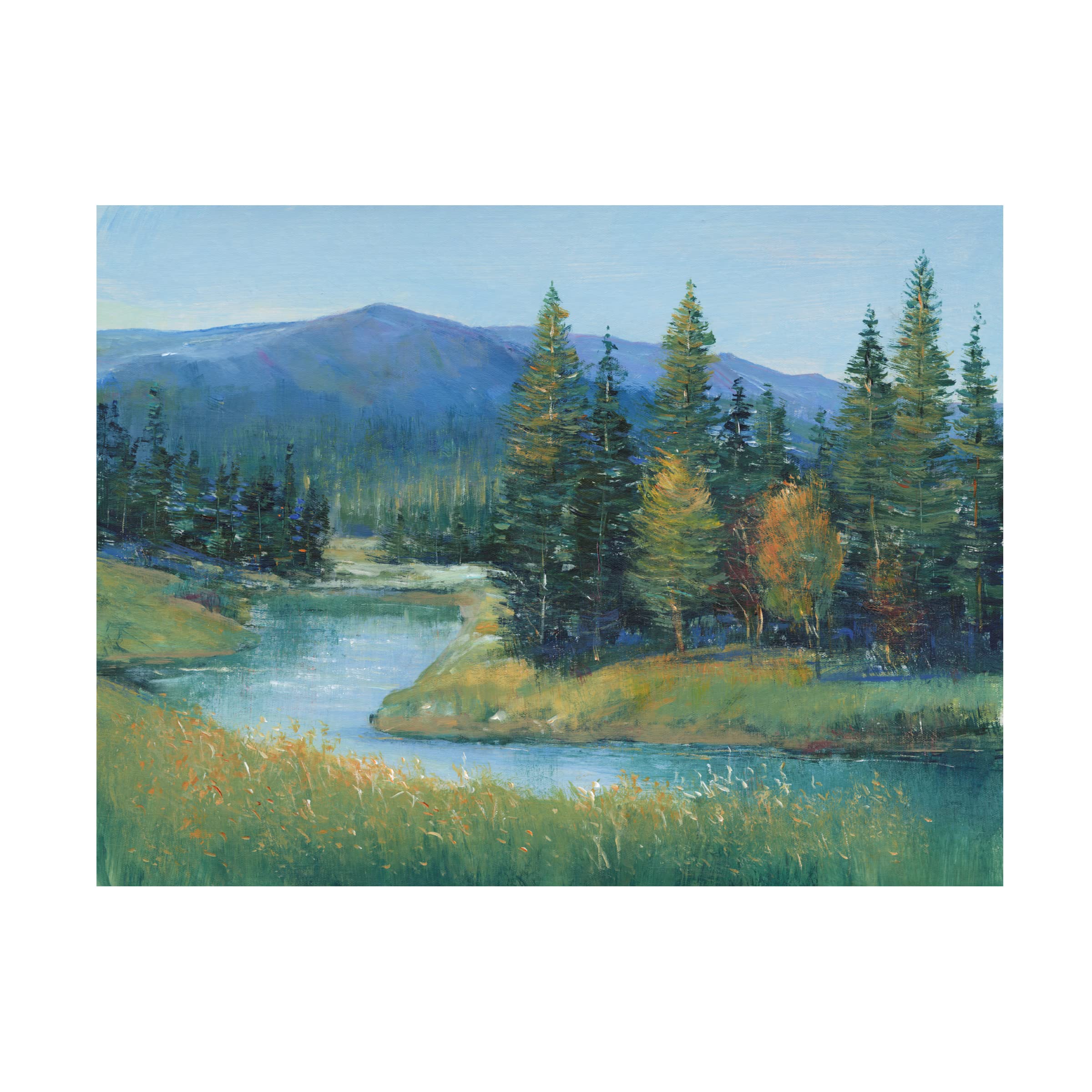 Trademark Fine Art 'Trout Stream II' Canvas Wall Art by Tim OToole - Nature Landscape Painting for Living Room, Bedroom & Office Decor