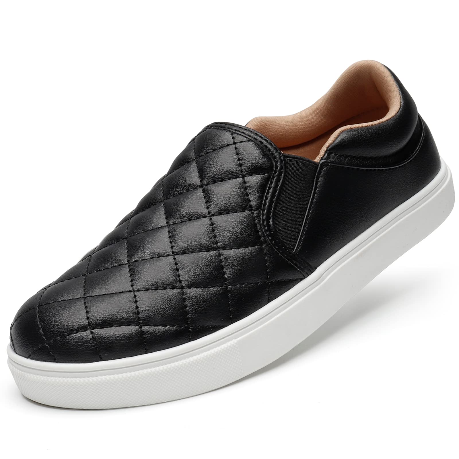 STQ Women's Slip On Sneakers - Quilted 2.0 Fashion Loafers for Casual Wear, Comfortable Walking Shoes for Fall | Perfect for Work, Travel & Everyday Outfits