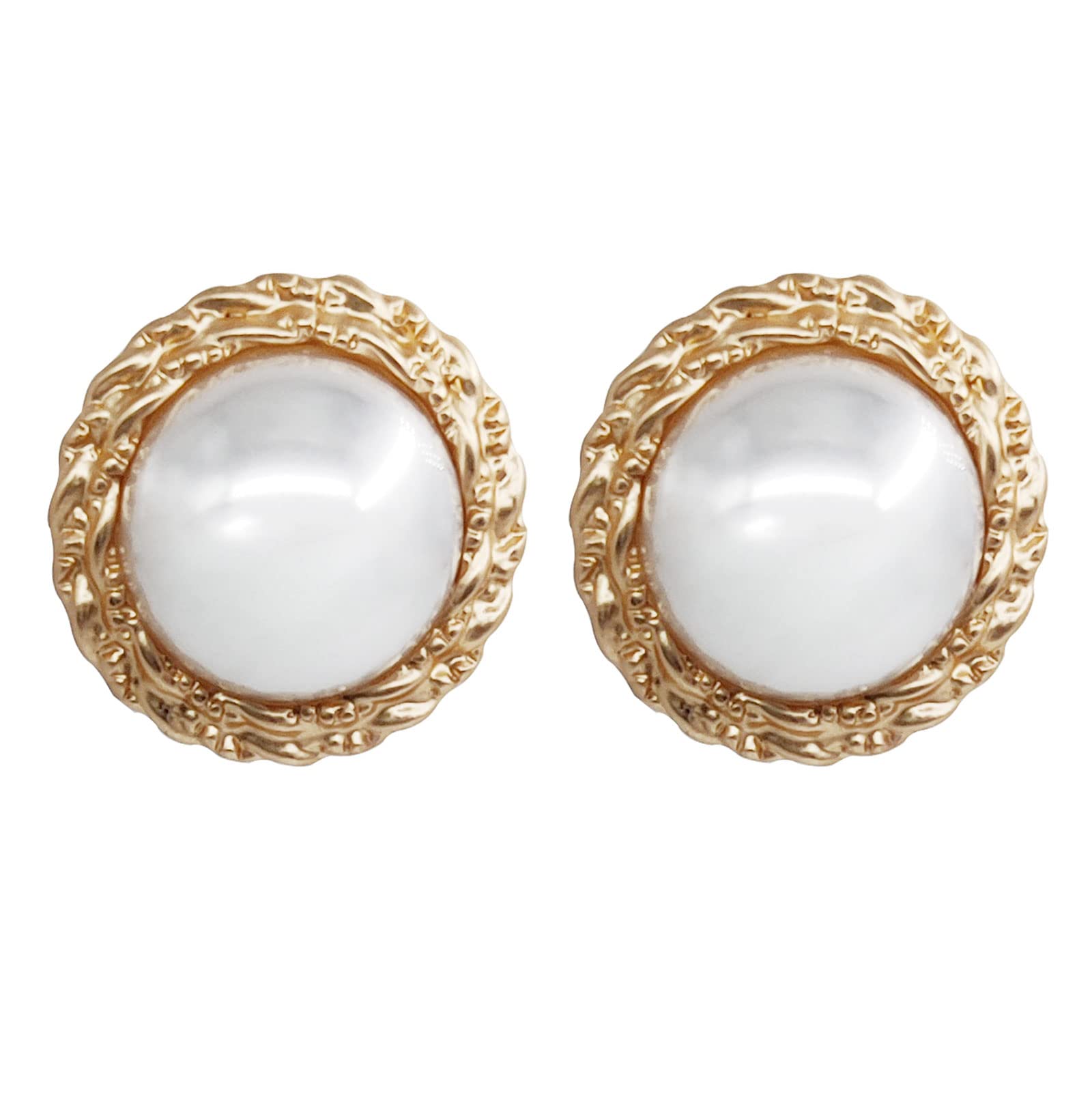 Elegant Big White Freshwater Pearl Rose Gold Stud Earrings for Women | Perfect for Weddings, Parties & Daily Wear