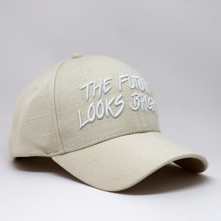 Future Looks Bright Ivory Cream Canvas Snapback Hat - Trendy Unisex Baseball Cap for Outdoor, Streetwear & Casual Fashion