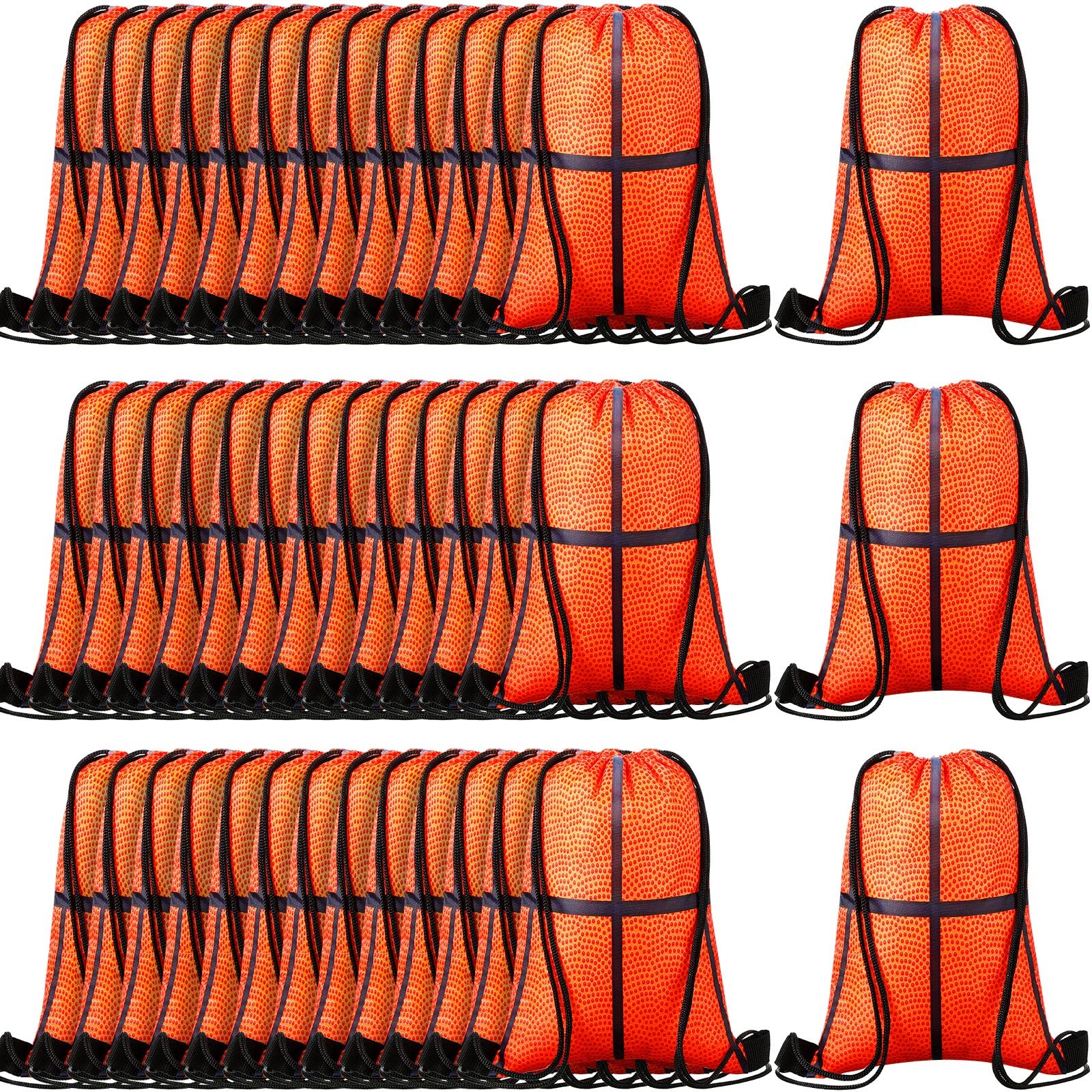50 Pcs 10x7 Inch Basketball Drawstring Bags - Sports Backpack for Team Party Favors, Football Volleyball Gym Travel - Unisex Gift for Kids Men Women - Perfect for Sports Events, School Activities & Team Gifts