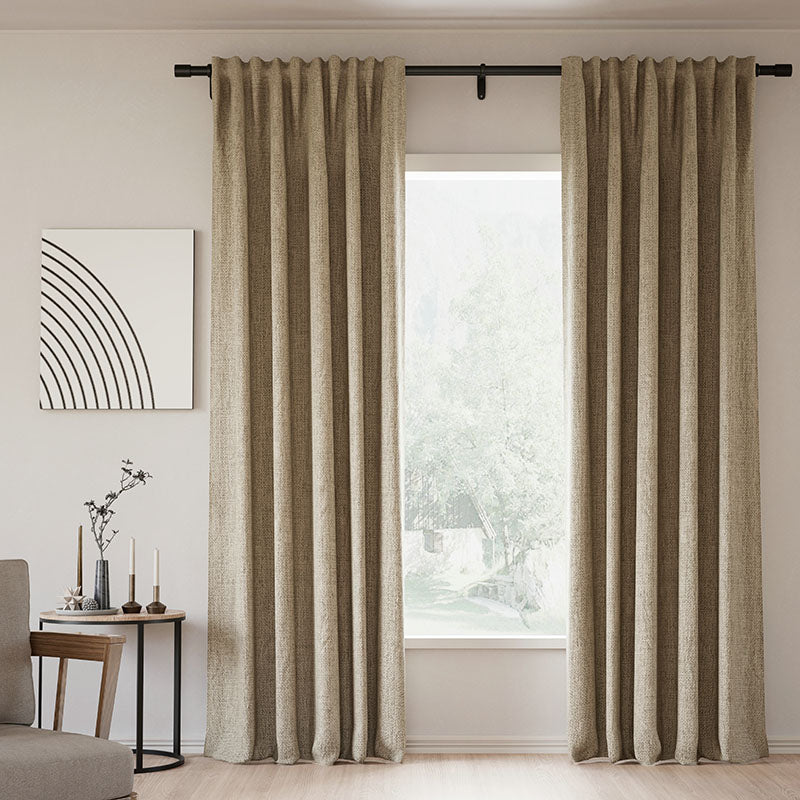 Blackout Curtains with Back Tab - 100% Linen, Thermal Insulated, Noise Reducing for Bedroom & Living Room - Modern Snow White Custom Drapes - Perfect for Home Theater, Nursery & Light-Sensitive Sleepers