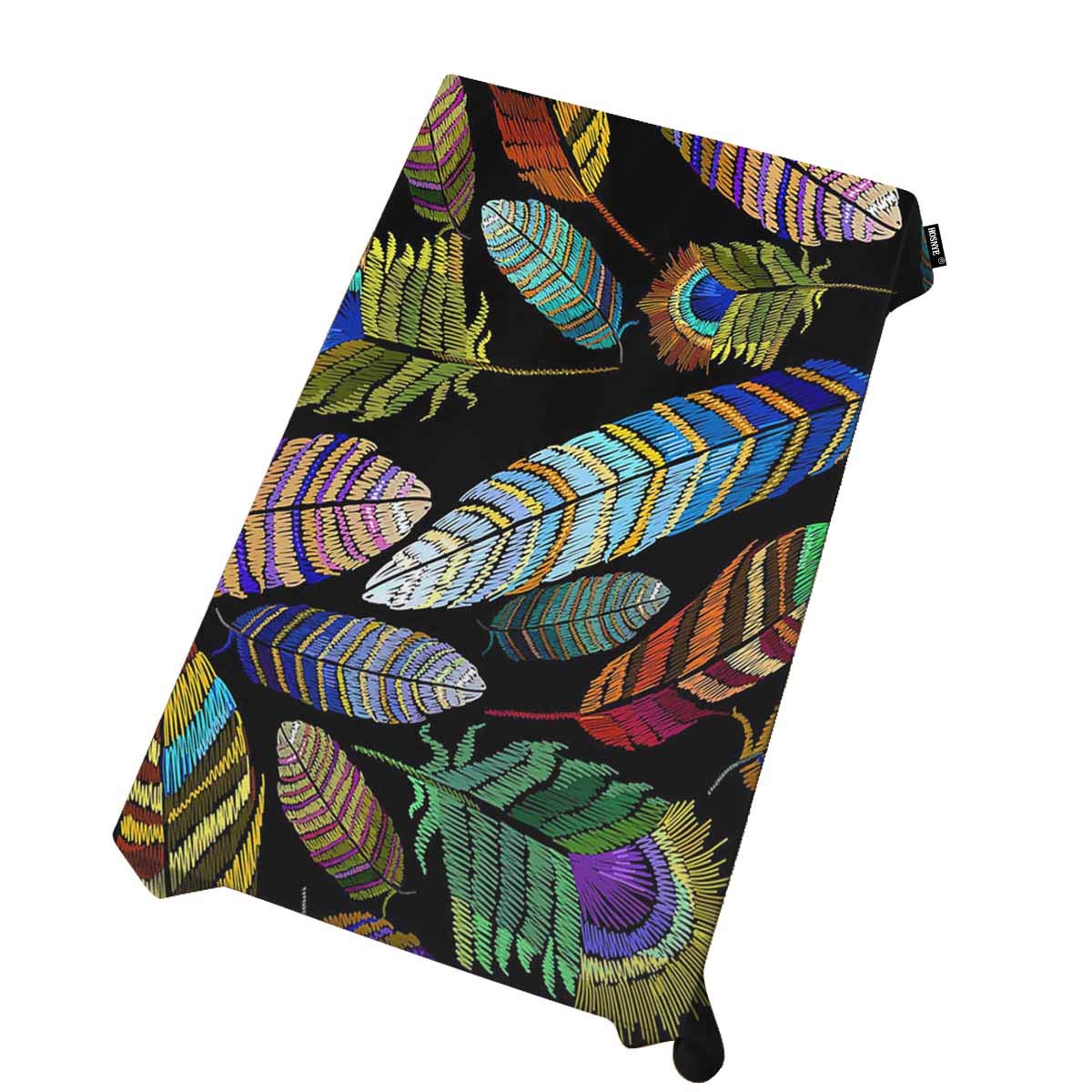 Vibrant Peacock Feather Tablecloth 60x104 Inch - Tropical Themed Rectangular Dining Table Cover for Parties, Weddings & Holiday Dinners - Waterproof Washable Kitchen Decor for Indoor Events & Special Occasions