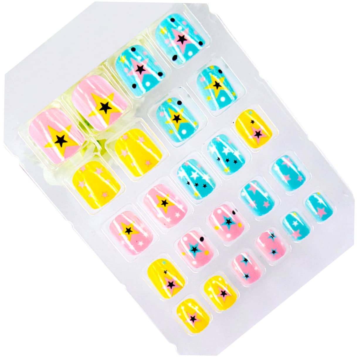minkissy 6 Sets 20pcs Cartoon Stickers for Kids - Fun Press-On False Nails with Full Cover Short Fake Nail Decals | Perfect for Birthday Parties, Playdates & DIY Nail Art