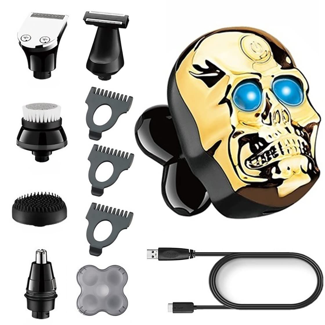 6-in-1 Electric Razor for Men - USB Rechargeable Rotary Shaver for Face, Body & Beard Grooming - Waterproof Bald Head & Body Shaver - Perfect for Travel, Gym & Daily Use