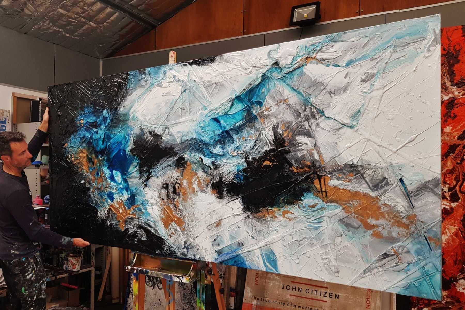Cobalt Blue Marble Abstract Painting 106