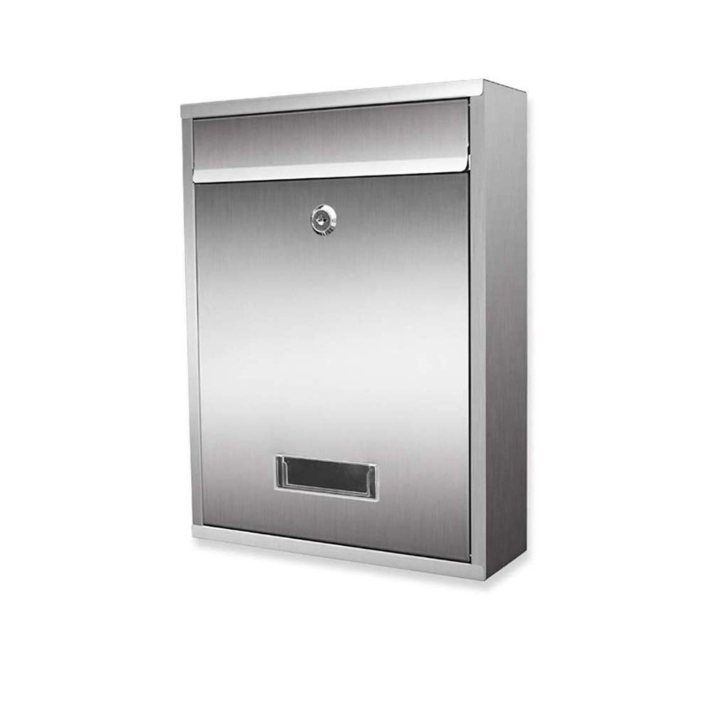 Stainless Steel Wall Mount Mailbox with Key Lock - Rust-Proof Vertical Post Box for Home & Office - Secure Mail Drop Box for Apartments, Houses & Businesses