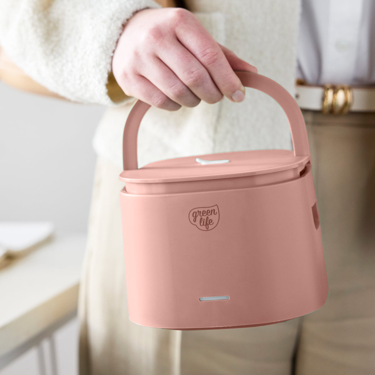 GreenLife Electric Lunch Box - Portable Heating Food Container for Office, Travel & Home | Dusty Rose | Keep Meals Warm On-The-Go