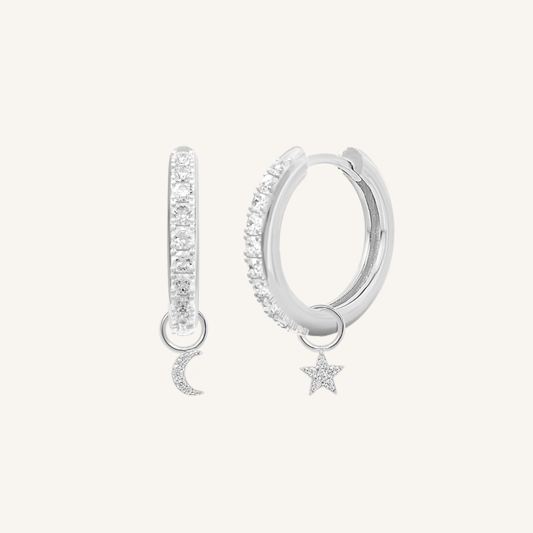 Astro Star Moon Crystal Hoop Earrings for Women - Elegant Celestial Jewelry for Party, Wedding & Everyday Wear