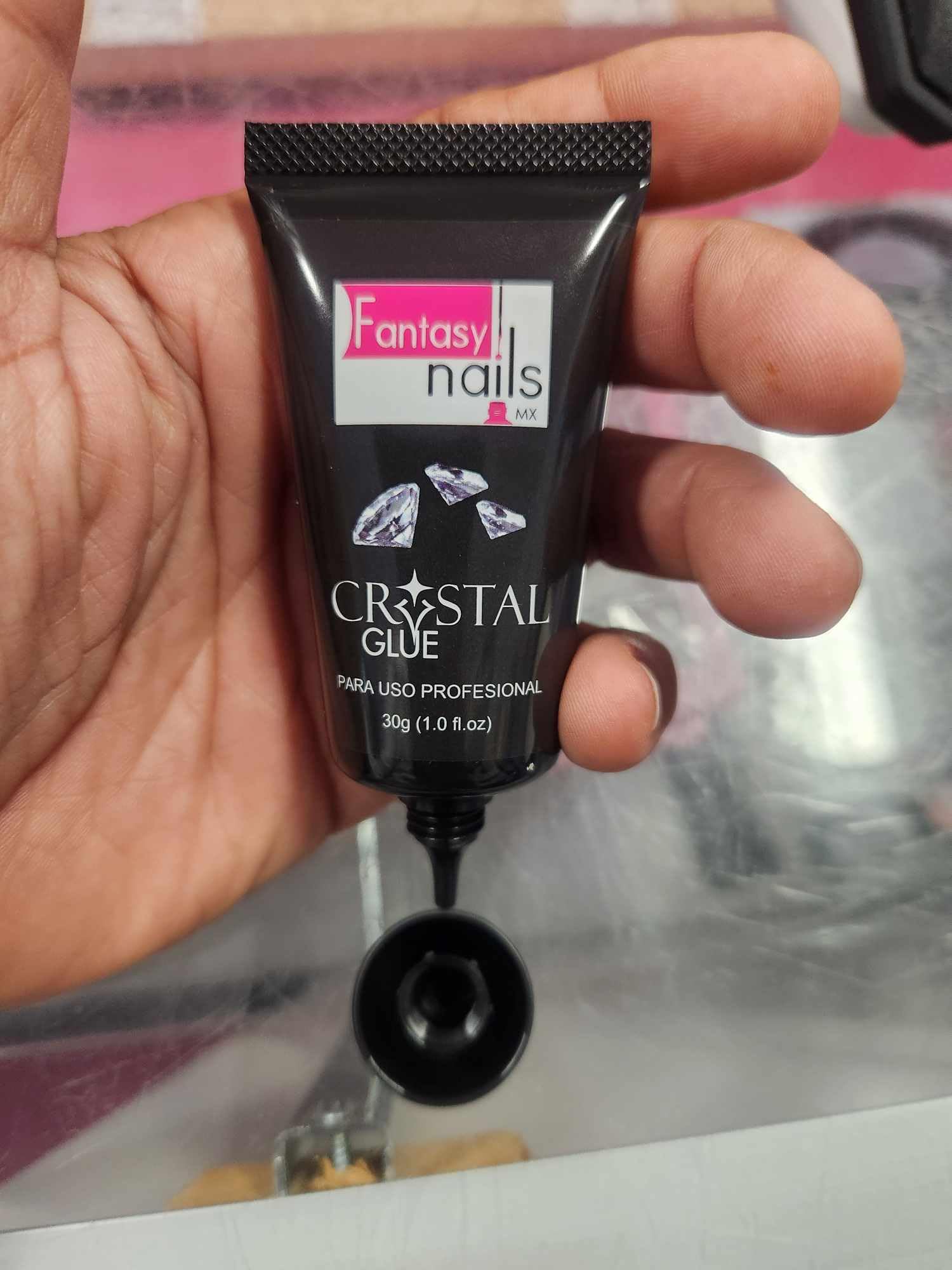 Fantasy Nails Crystal Gel Glue 1oz - Professional UV LED Nail Glue for Acrylic Nails & Nail Art - Perfect for Salon, Home Manicure & DIY Nail Designs