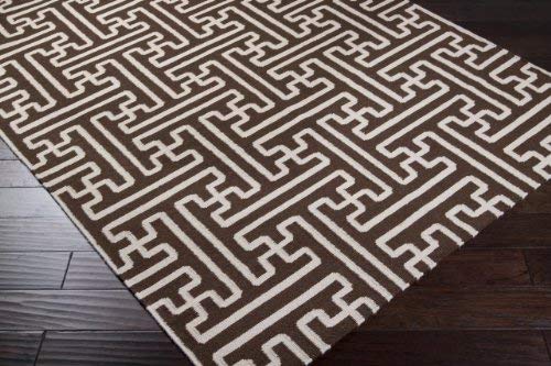 Premium Surya Flatweave Rug in Dark Chocolate & Parchment - 3'6
