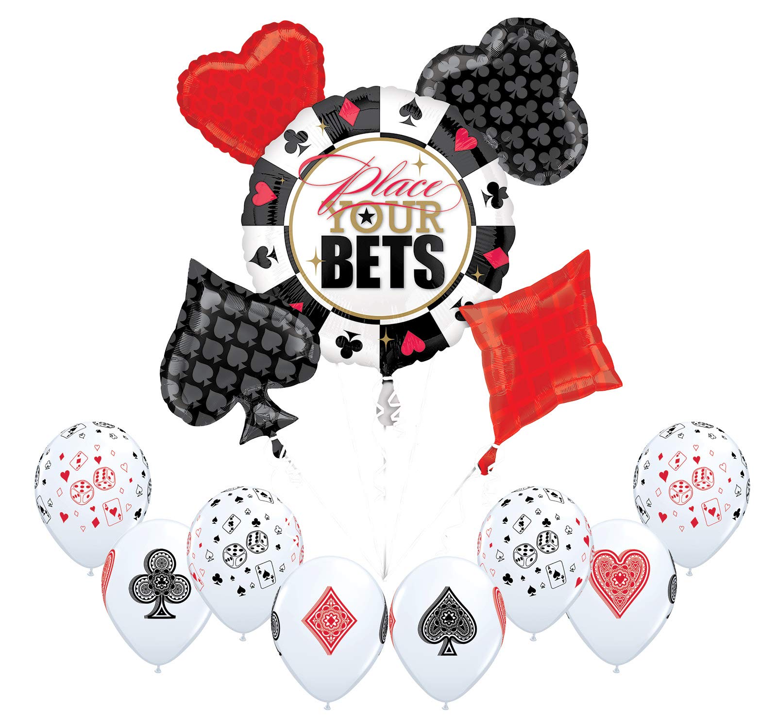Anagram Casino Place Your BETS 13-Piece Party Balloon Decorations Set - Perfect for Casino Themed Birthday, Bachelorette & Vegas Night Decor
