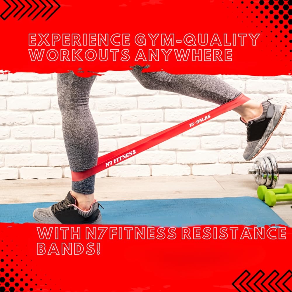 N7 Fitness Pull Up Resistance Bands Set - Premium Natural Rubber Exercise Bands for Strength Training, Yoga, Calisthenics, CrossFit, Powerlifting - Home Gym Equipment for Men & Women - Perfect for Workouts, Mobility Exercises & Muscle Building