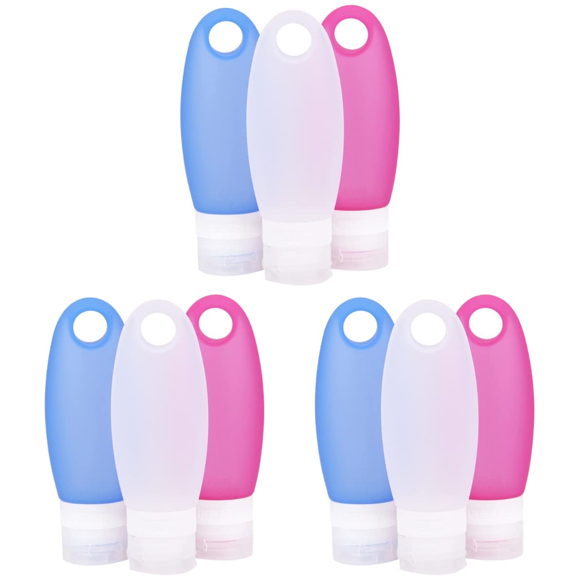 DOITOOL 3-Pack Travel Size Refillable Bottles Set - Leak Proof Portable Containers for Shampoo, Lotion & Shower Gel - Perfect for Home, Kitchen, Gym & Travel Accessories (Red, White & Blue)