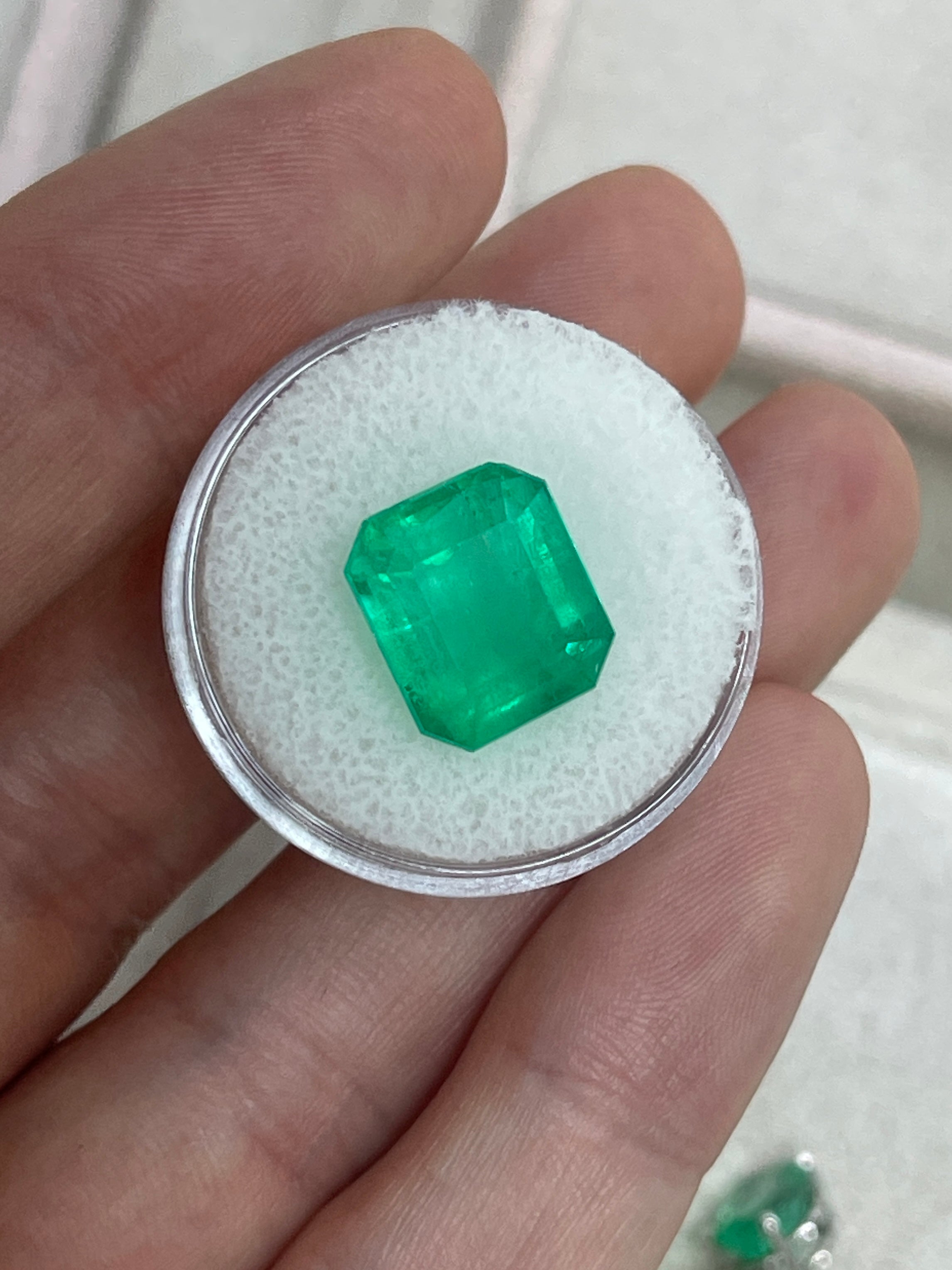 8.98 Carat 13x11mm Vivid Green Loose Colombian Emerald Gemstone - Emerald Cut for Jewelry Making, Engagement Rings & Luxury Gifts