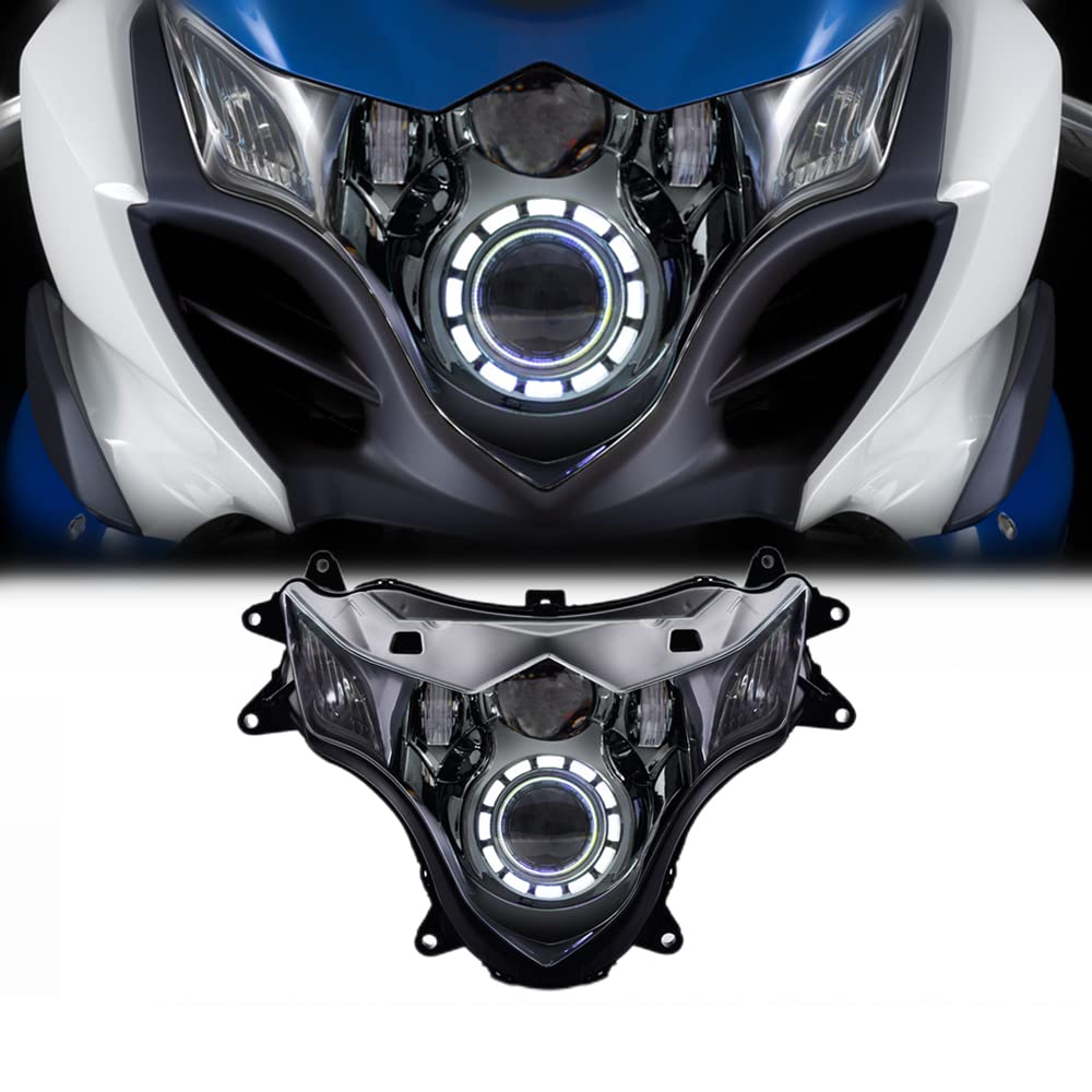 KT LED Headlight Assembly for Suzuki GSX-R1000 GSXR1000 2009-2016 - White DRL Custom Modified Motorcycle Sportbike Front Headlamp with High/Low Beam - Perfect for Night Riding & Performance Upgrades