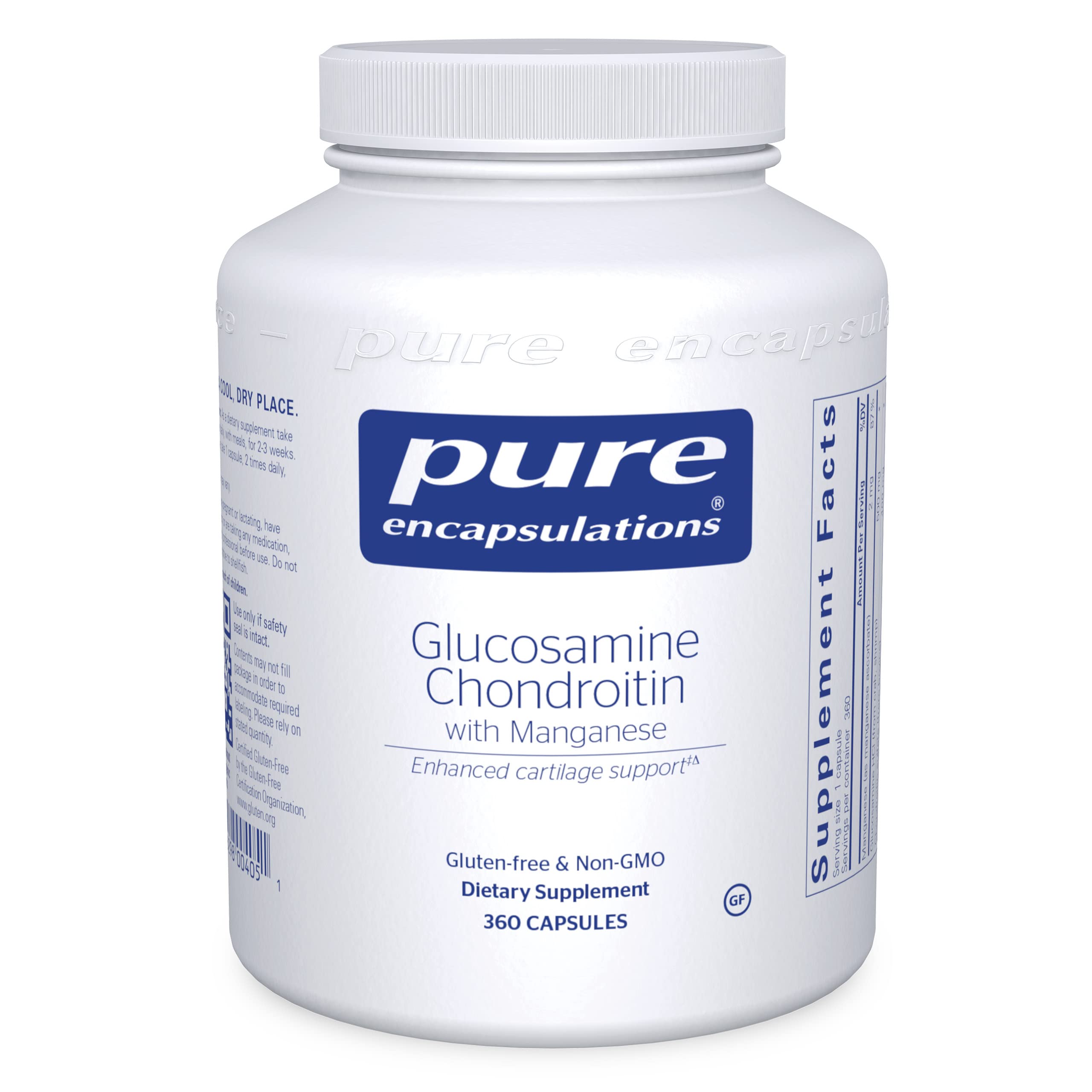 Pure Encapsulations Glucosamine Chondroitin with Manganese - 360 Capsules | Joint Support Supplement for Comfort, Mobility & Cartilage Health | Supports Connective Tissue | Ideal for Athletes & Active Lifestyles