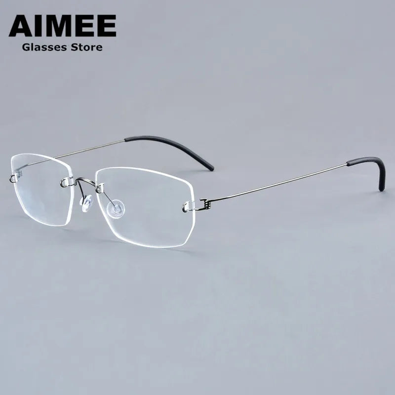 Aimee Women's Rimless Square Screwless Titanium Eyeglasses Frame 92527 - Lightweight Comfort for Work, Reading & Fashion
