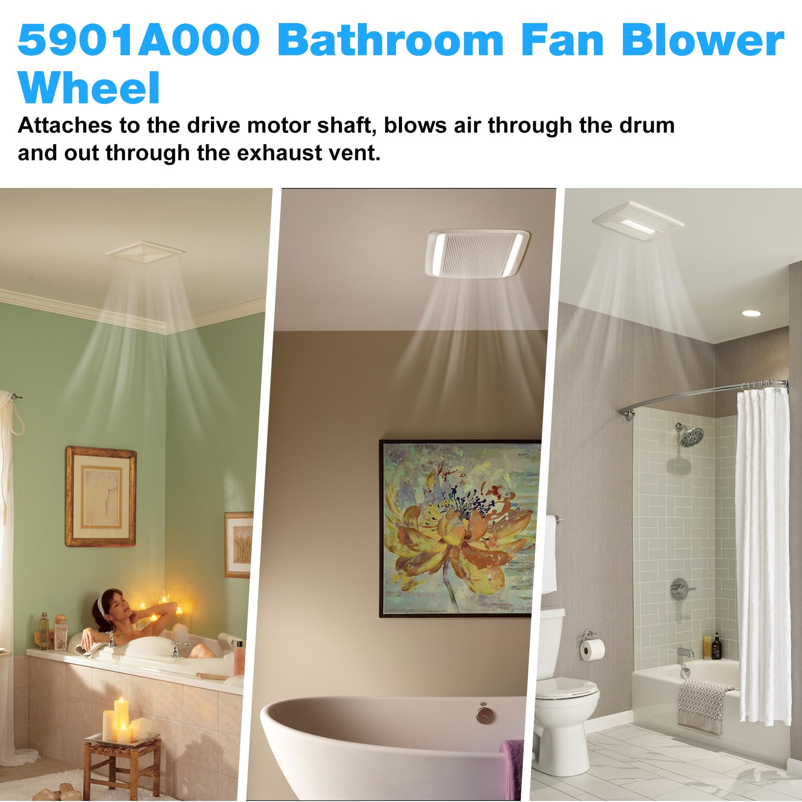 Broan Nutone Bathroom Exhaust Fan Blower Wheel Replacement - Compatible with Models 5901A000, NT5901A000, NT51919000, SNT51919000, SNT5901A000 - Quiet & Durable Ventilation Solution for Bathrooms, Kitchens & Laundry Rooms
