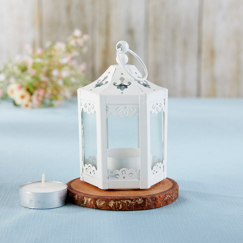 White Hexagon Mini Lanterns - Set of 6, Battery Operated LED Tea Lights - Perfect for Wedding Decor, Garden Party, Patio Lighting & Home Decoration
