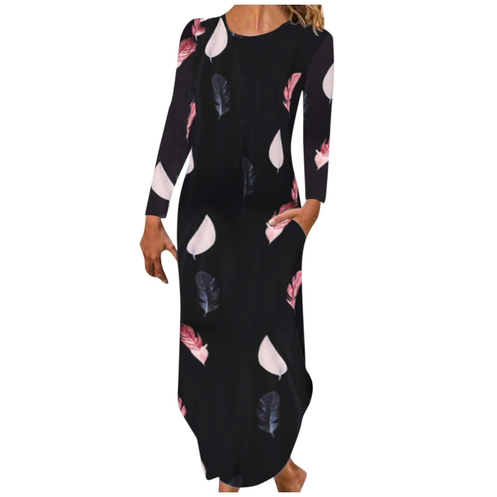 Elegant Women's Wedding Guest Dresses 2022 - Casual Floral Printed Long Sleeve O-Neck Dress for Fall & Winter - Perfect for Weddings, Parties & Special Occasions