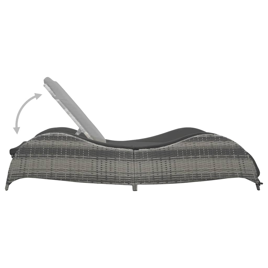 Premium Sun Lounger with Cushion - Durable Poly Rattan in Anthracite (21.7g) - Perfect for Poolside, Beach, Patio & Outdoor Relaxation
