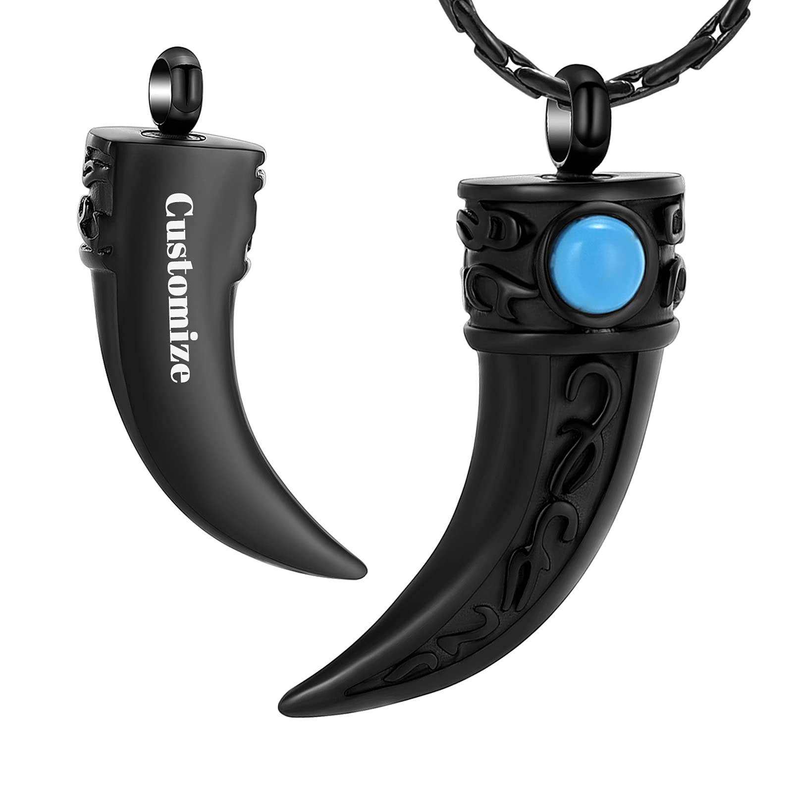ConstantLife Stainless Steel Wolf Teeth Cremation Necklace - Memorial Urn Jewelry for Ashes Keepsake | Perfect for Honoring Loved Ones at Memorials, Funerals & Special Occasions