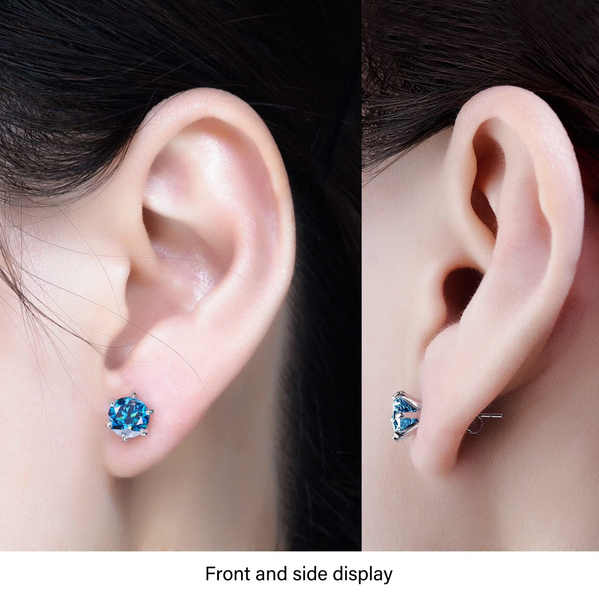 GIGAJEWE 2.0ct Round Cut Moissanite Stud Earrings for Women & Men - 18K White Gold Plated Sterling Silver - Perfect for Weddings, Anniversaries & Special Occasions